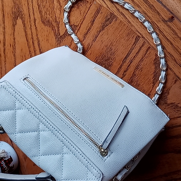 Steve madden white chain satchel crossbody handbag like new euc - Picture 5 of 8